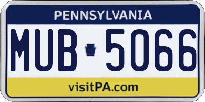 PA license plate MUB5066