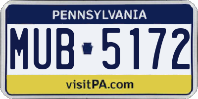 PA license plate MUB5172