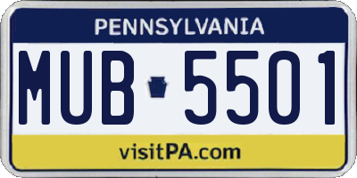 PA license plate MUB5501