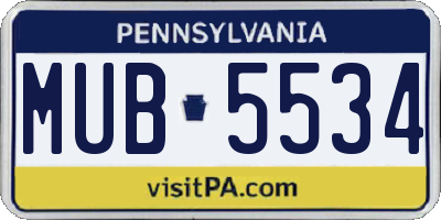 PA license plate MUB5534