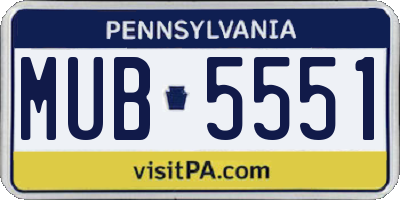 PA license plate MUB5551