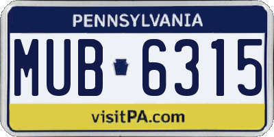 PA license plate MUB6315