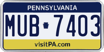 PA license plate MUB7403