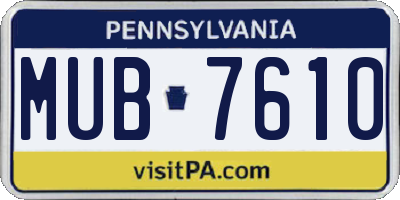 PA license plate MUB7610