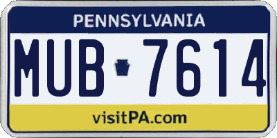 PA license plate MUB7614