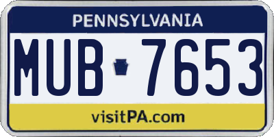 PA license plate MUB7653