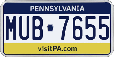 PA license plate MUB7655