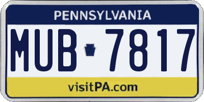 PA license plate MUB7817