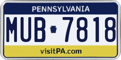 PA license plate MUB7818