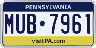 PA license plate MUB7961