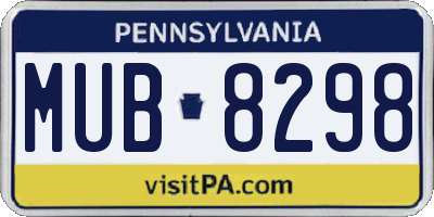 PA license plate MUB8298