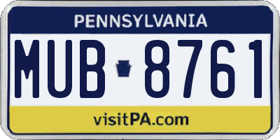 PA license plate MUB8761