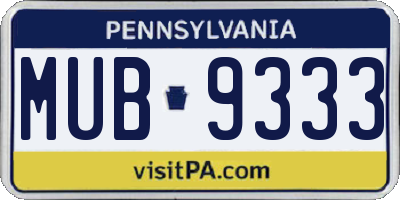 PA license plate MUB9333