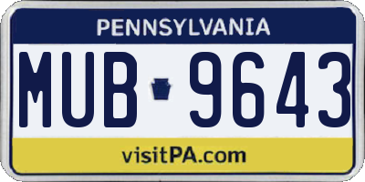 PA license plate MUB9643