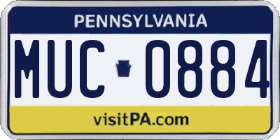 PA license plate MUC0884
