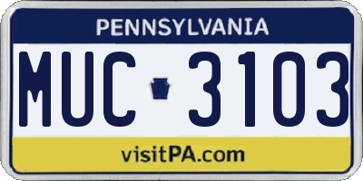 PA license plate MUC3103