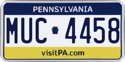 PA license plate MUC4458