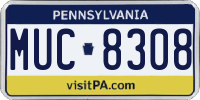 PA license plate MUC8308