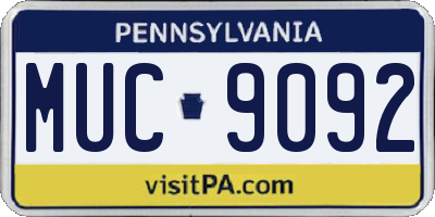 PA license plate MUC9092