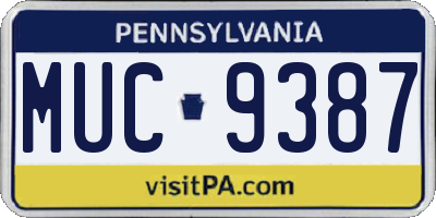 PA license plate MUC9387