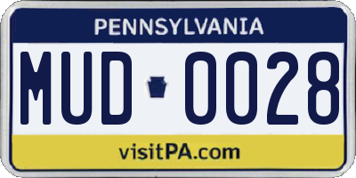 PA license plate MUD0028