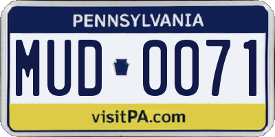 PA license plate MUD0071
