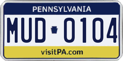 PA license plate MUD0104