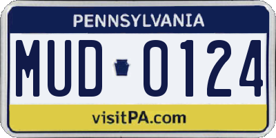 PA license plate MUD0124