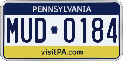 PA license plate MUD0184