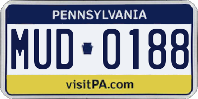 PA license plate MUD0188