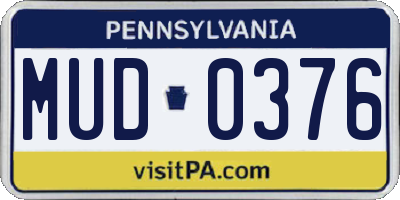 PA license plate MUD0376
