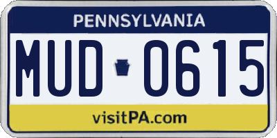 PA license plate MUD0615