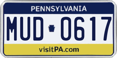 PA license plate MUD0617