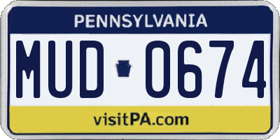 PA license plate MUD0674