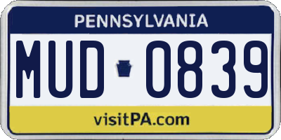 PA license plate MUD0839