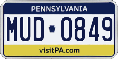 PA license plate MUD0849