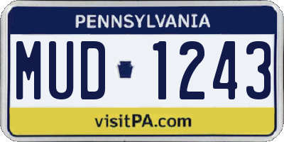 PA license plate MUD1243