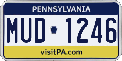 PA license plate MUD1246