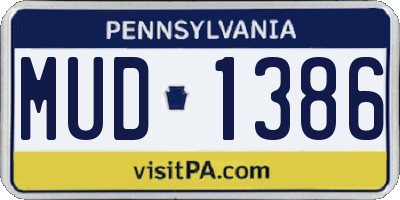 PA license plate MUD1386