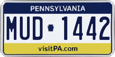 PA license plate MUD1442