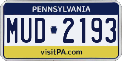 PA license plate MUD2193
