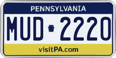 PA license plate MUD2220