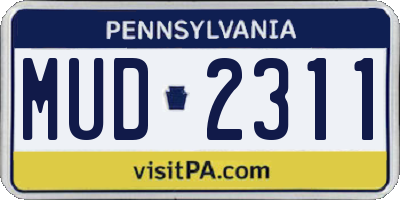 PA license plate MUD2311