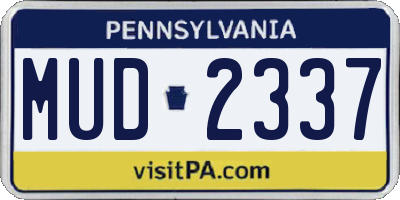 PA license plate MUD2337