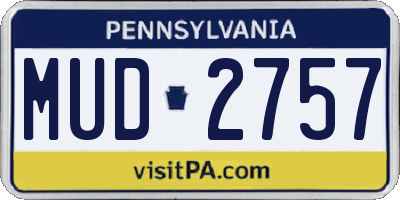 PA license plate MUD2757