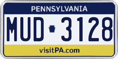 PA license plate MUD3128