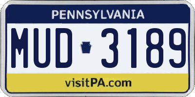PA license plate MUD3189