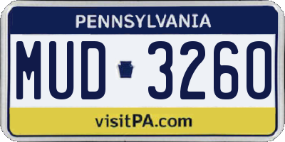 PA license plate MUD3260