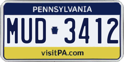 PA license plate MUD3412