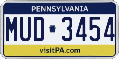 PA license plate MUD3454